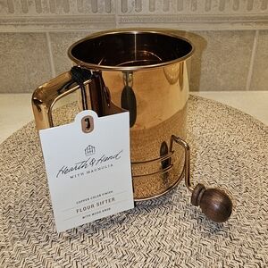 New Hearth & Hand Copper Finish Flour Sifter with Wooden Handle